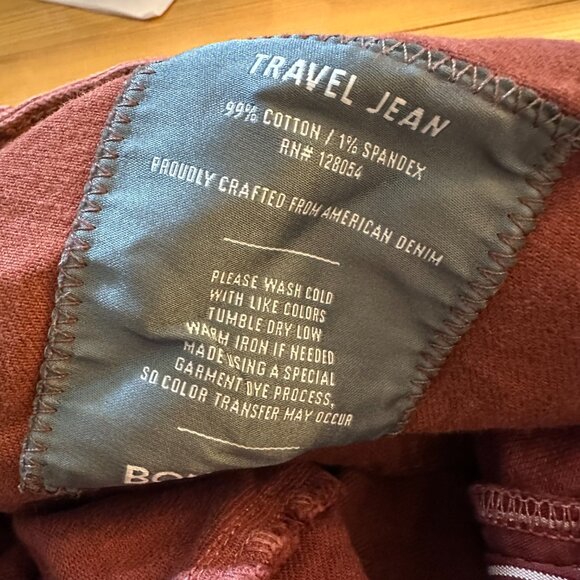 Bonobos mens Travel Jeans Straight Leg maroon red sz 33‎ x 32 preppy denim - Picture 7 of 7